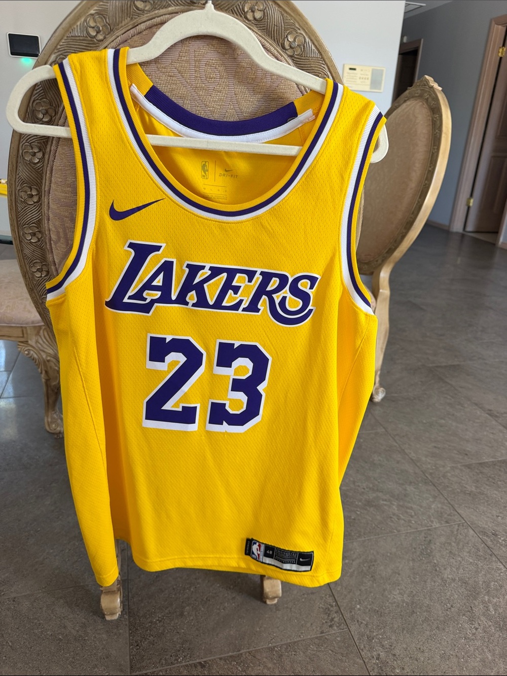 Nike Yellow and Purple Lakers #23 Basketball Jersey